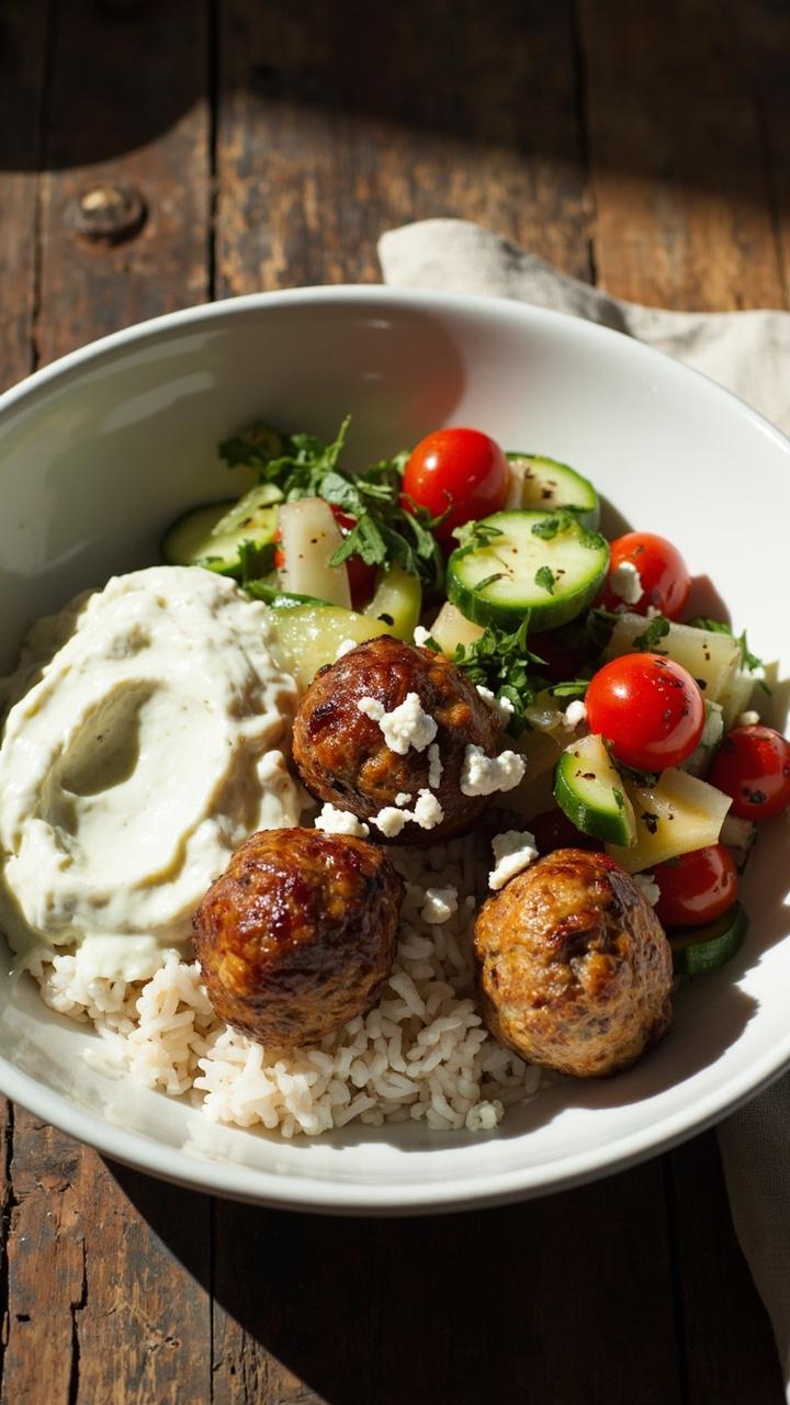 Greek Meatball Bowl