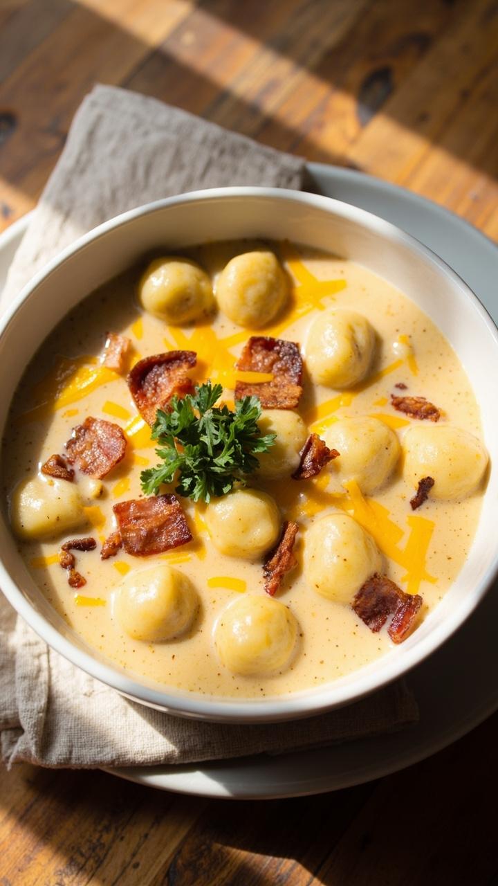 Bacon Cheddar Gnocchi Soup