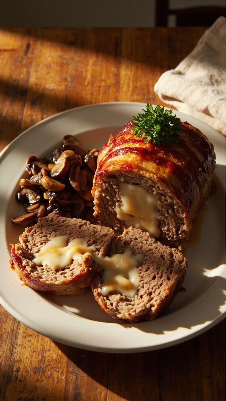 Bacon Mushroom Swiss Meatloaf